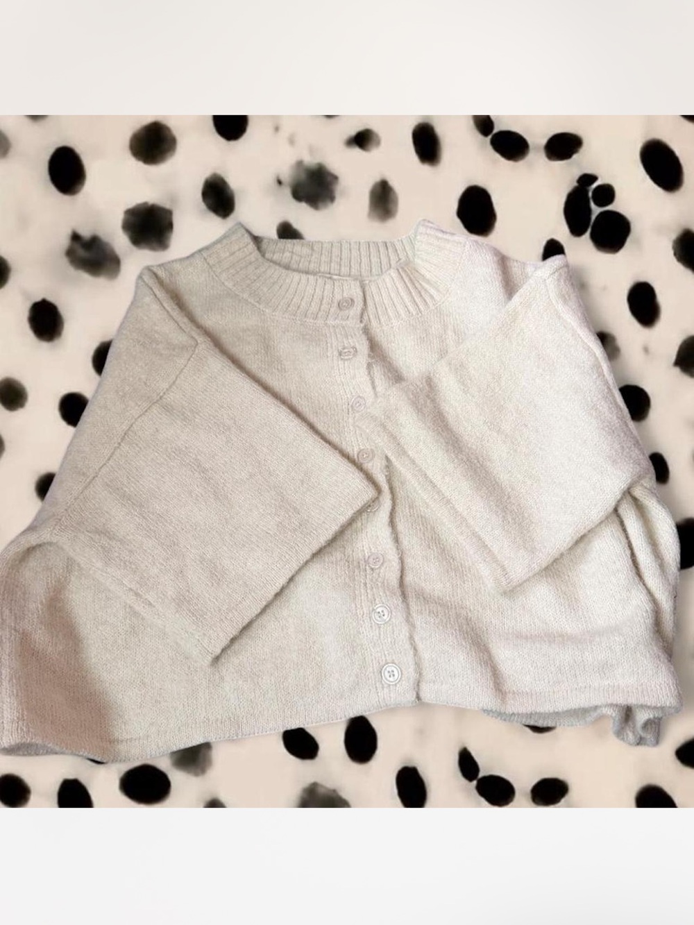 Cream Button-Front Women’s Knit Cardigan